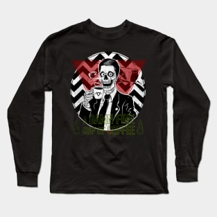 Damn Fine Cup of Coffee, Agent Cooper, Coffee Addict, Worship Coffee, Skeleton Lover, Horror Tshirt, Halloween Sweatshirt, Creepy Skull, Black and white sticker Long Sleeve T-Shirt